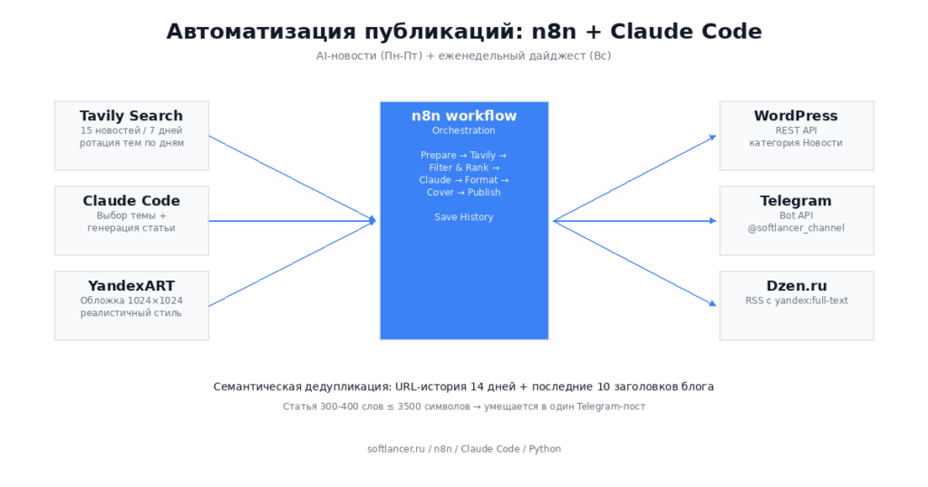 Автоматизация блога: новости и дайджесты на n8n