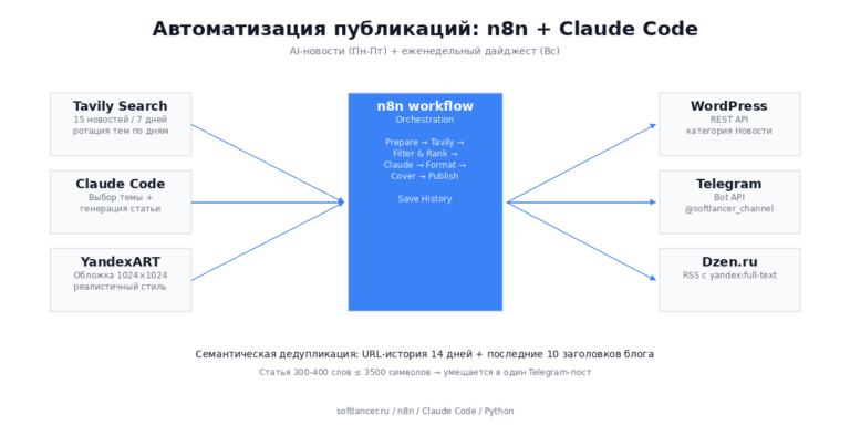 Автоматизация блога: новости и дайджесты на n8n